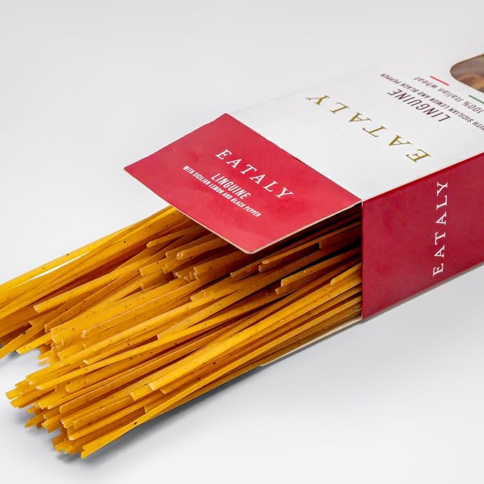 Eataly Italian Linguine with Lemon & Pepper Pasta Noodles - 250g (8.8 oz.) Box -Authentic Durum Semolina Wheat - Made in Italy- Dried Pasta for Gourmet Dining, 1 Pack