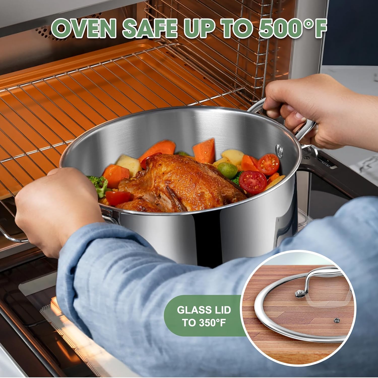 3 Ply Stainless Steel 11-Piece Cookware Set with Lids, Pots and Pans Kitchen Set, Non-Toxic, Induction, Oven, Dishwasher