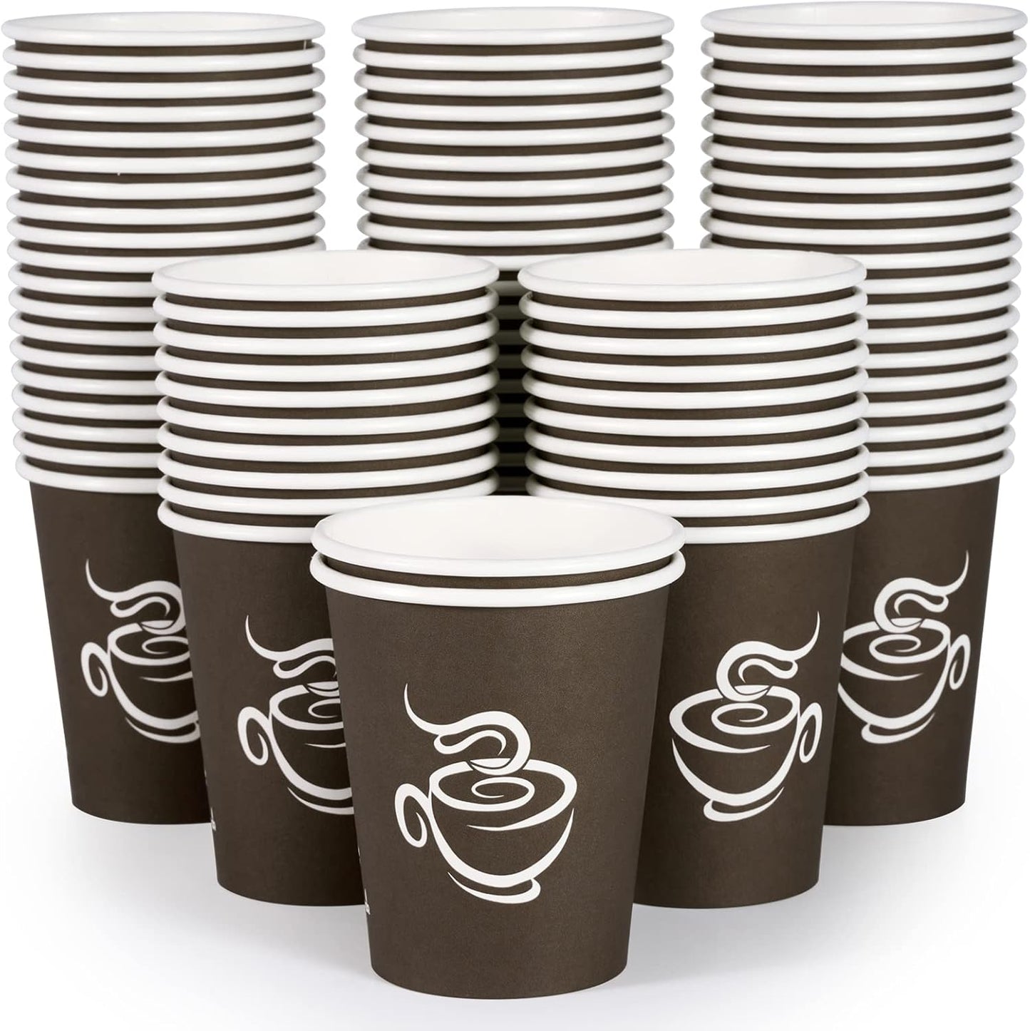 LITOPAK 400 Pack 8 oz Paper Cups, Brown Disposable Hot Coffee Cups for Party, Picnic, Travel, and Ev