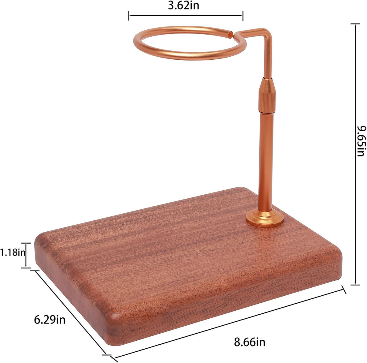 Pour Over Coffee Maker with Adjustable Stand &amp; Wooden Base, Dripper Stand for Manual Coffee Brewing, Coffee Filter Holder, Tea Strainer Stand for Home, Café, Restaurant, Camping, Golden
