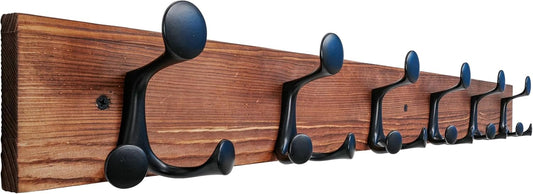 SKOLOO 36-Inch Wood Coat Rack Wall Mount with 6 Triple Hooks - Ideal for Family Entrances, Classrooms, and Pet Supplies