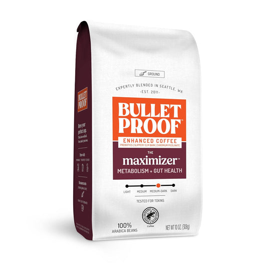 Bulletproof The Maximizer Ground Coffee, 10 Ounces, Clean Coffee with Prebiotics, Metabolism and Gut Health Support,