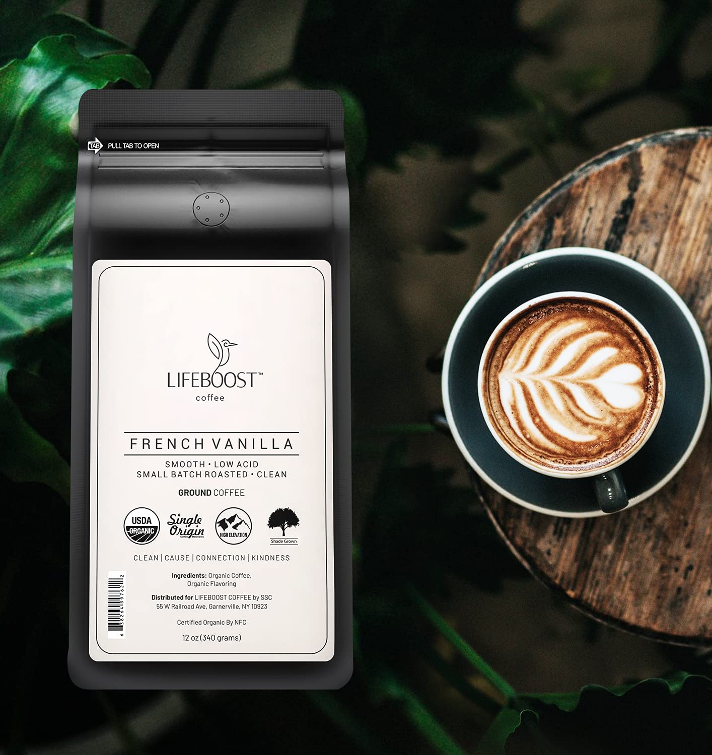 Lifeboost French Vanilla Ground Coffee - Non-GMO Low Acid Single Origin USDA Organic Coffee - Third Party Tested For Mycotoxins &amp; Pesticides - 12 Ounces