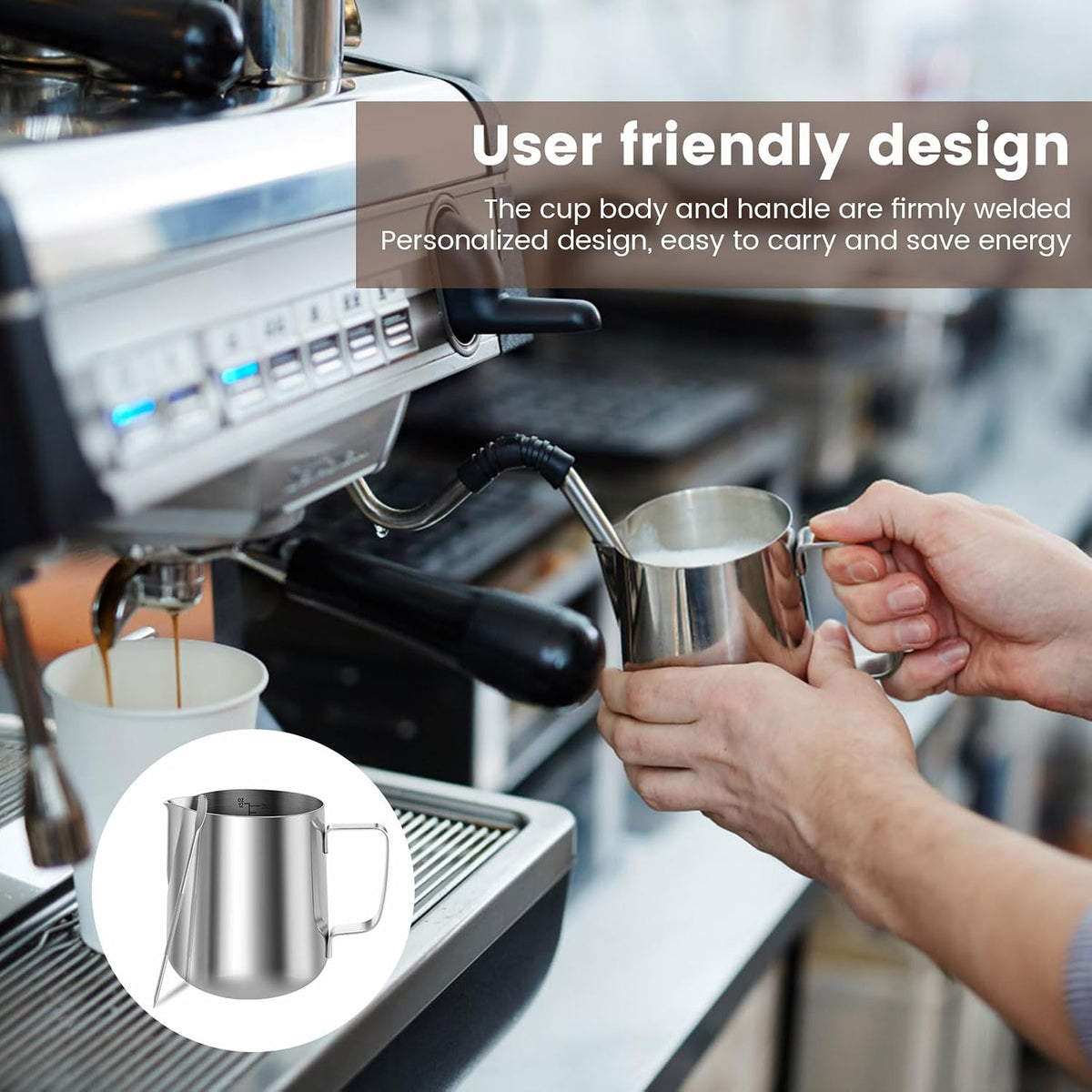 4PCS Milk Frothing Pitcher, 12oz/350ml Stainless Steel Milk Frother Cup, Espresso Coffee Jug for Latte Art Cappuccino, Barista Milk Cup with Decorating Pen for Home Barista and Coffee Bar