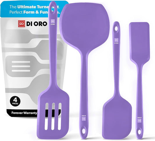 New DI ORO Silicone Turner Spatula Set - Kitchen Spatulas for Nonstick Cookware - Cooking Utensils for Flipping Eggs &