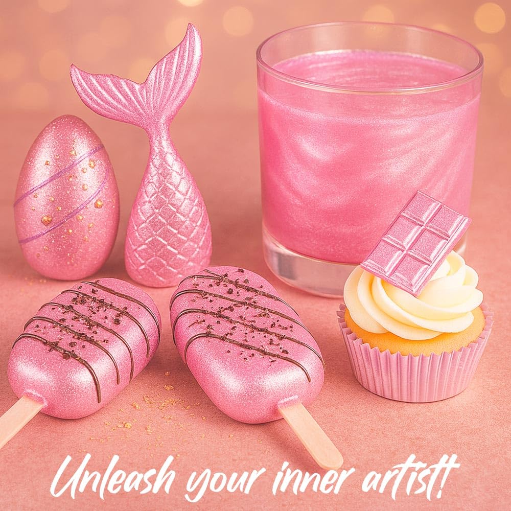 Luster Dust, Pink Luster Dust Edible Cake Decorations, Light Pink Edible Luster Dust for Drinks Cupcake Decorations, Cake Drip, Paint, Light Pink Fondant, Food Coloring