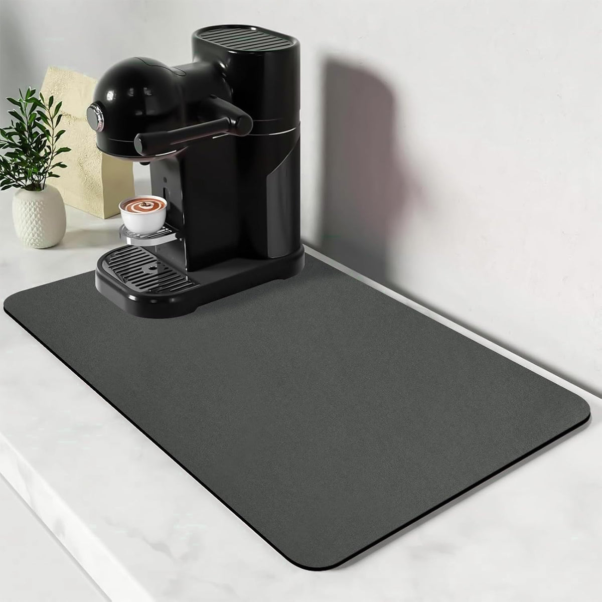 Bloss Grey Dish Drying Mat, Coffee Bar Mat for Countertops - 16" x 24" | Kitchen Counter Mat, Absorbent Hide Stain Rubber Backed Dish Mat