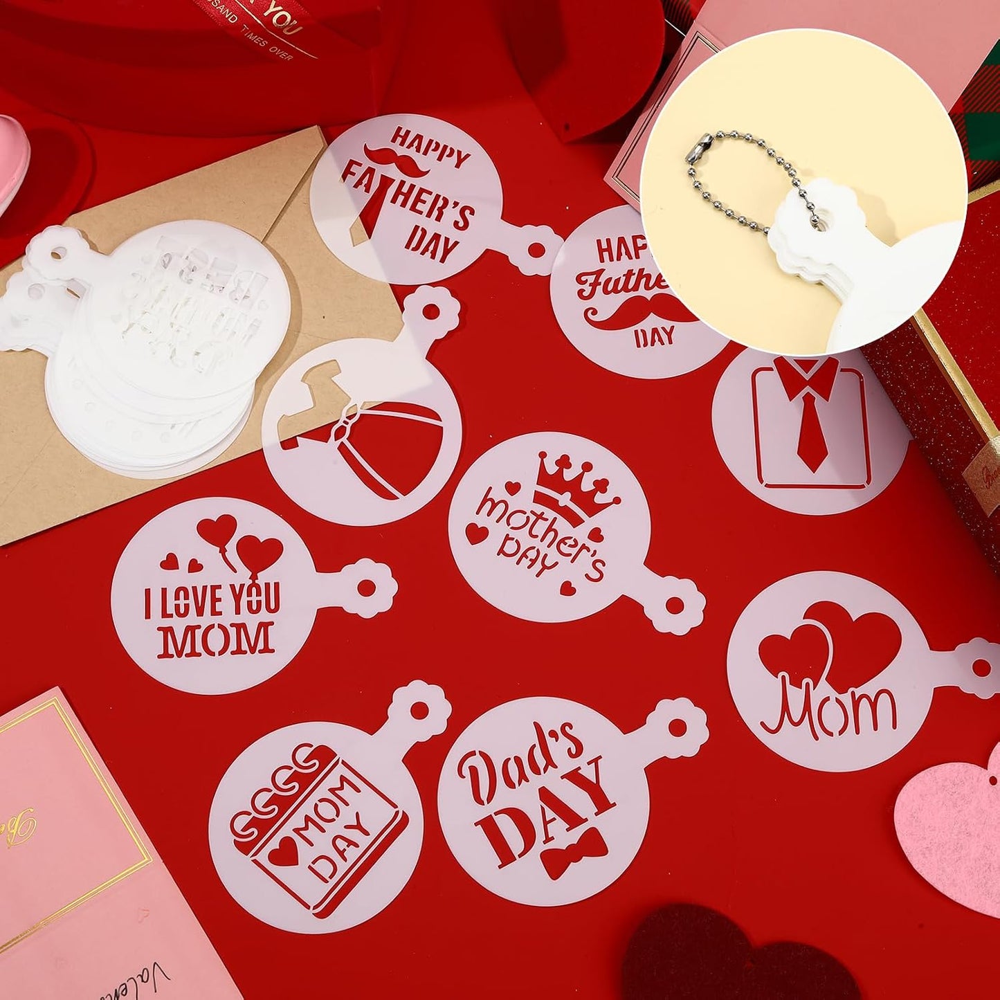 JULBEAR 36Pcs Mother's Father's Day Cookie Cake Stencil Templates | Reusable Mold Tools, Birthday Wedding Party Royal Icing Cake Coffee Dessert Decoration Supplies, Mother's Father's Day