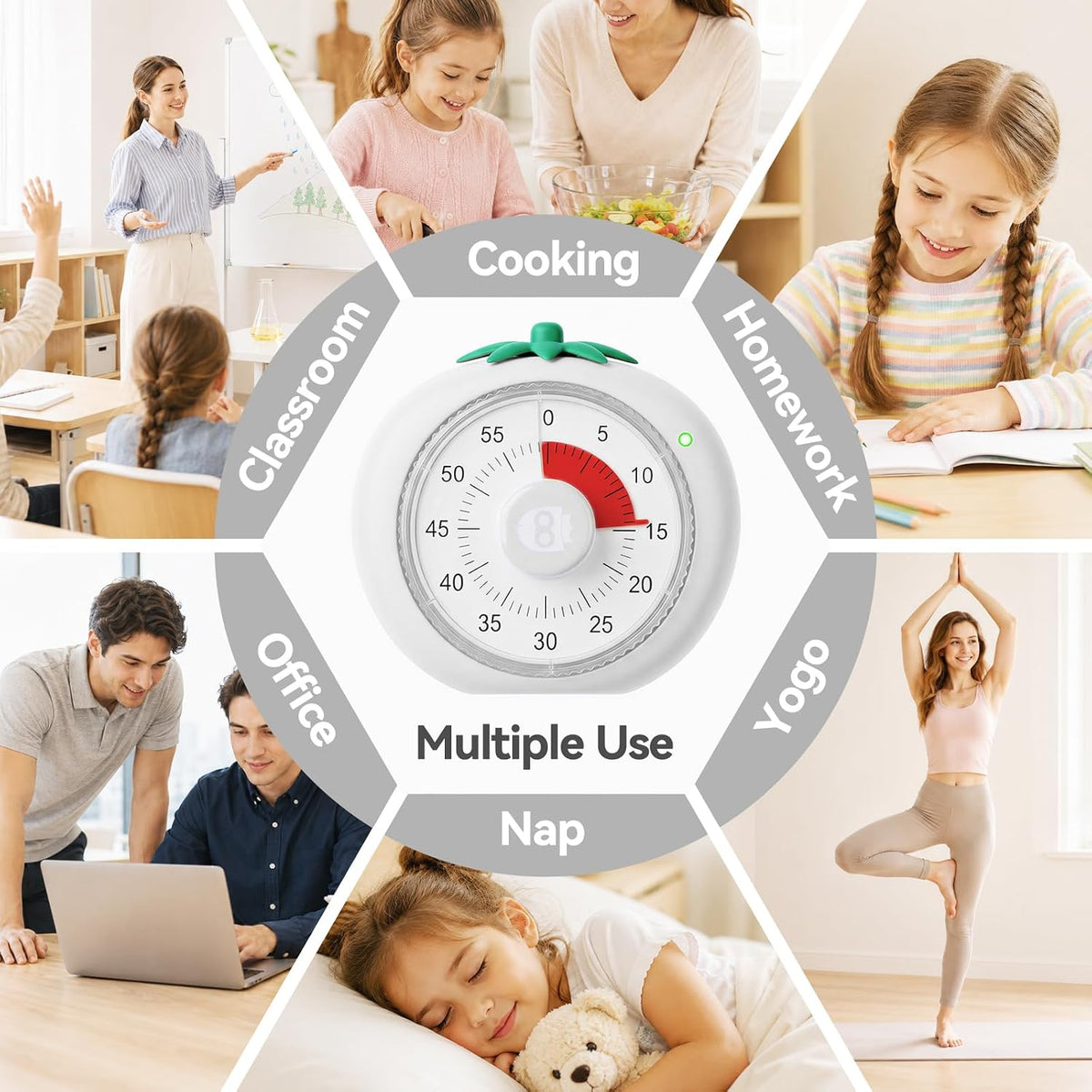 Magnetic Visual Timer, 60-Minute Countdown for Kitchen Classroom Homework