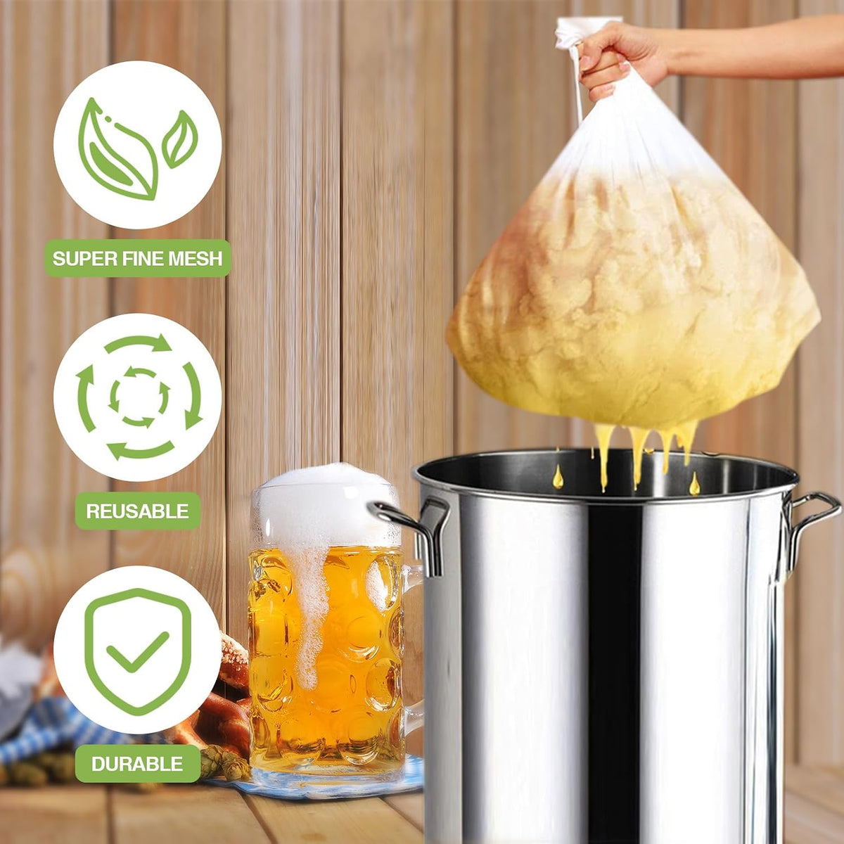 Chumia 10 Pack Brew Bags Reusable Fine Mesh Strainer Cloth Filters Large