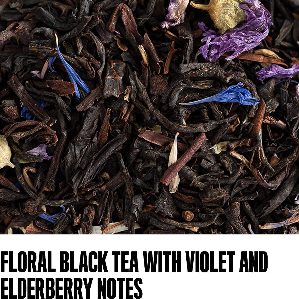 August Uncommon Black Metallic Violet &amp; Elderberry Black Tea (1.75oz) | Lush Blend with Dark Berry and Floral Notes – Loose Leaf Tea Caffeinated for Daily Enjoyment in a Resealable Pouch