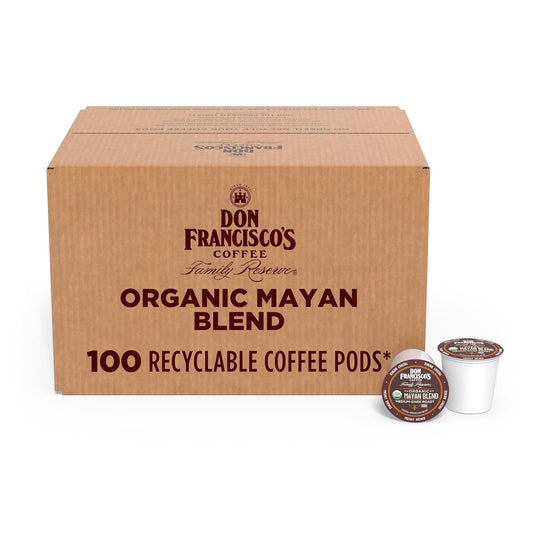 Don Francisco's Organic Mayan Blend Coffee - 100 K-Cup Compatible Single-Serve Pods - 100% Arabica - Bold Flavor with Floral