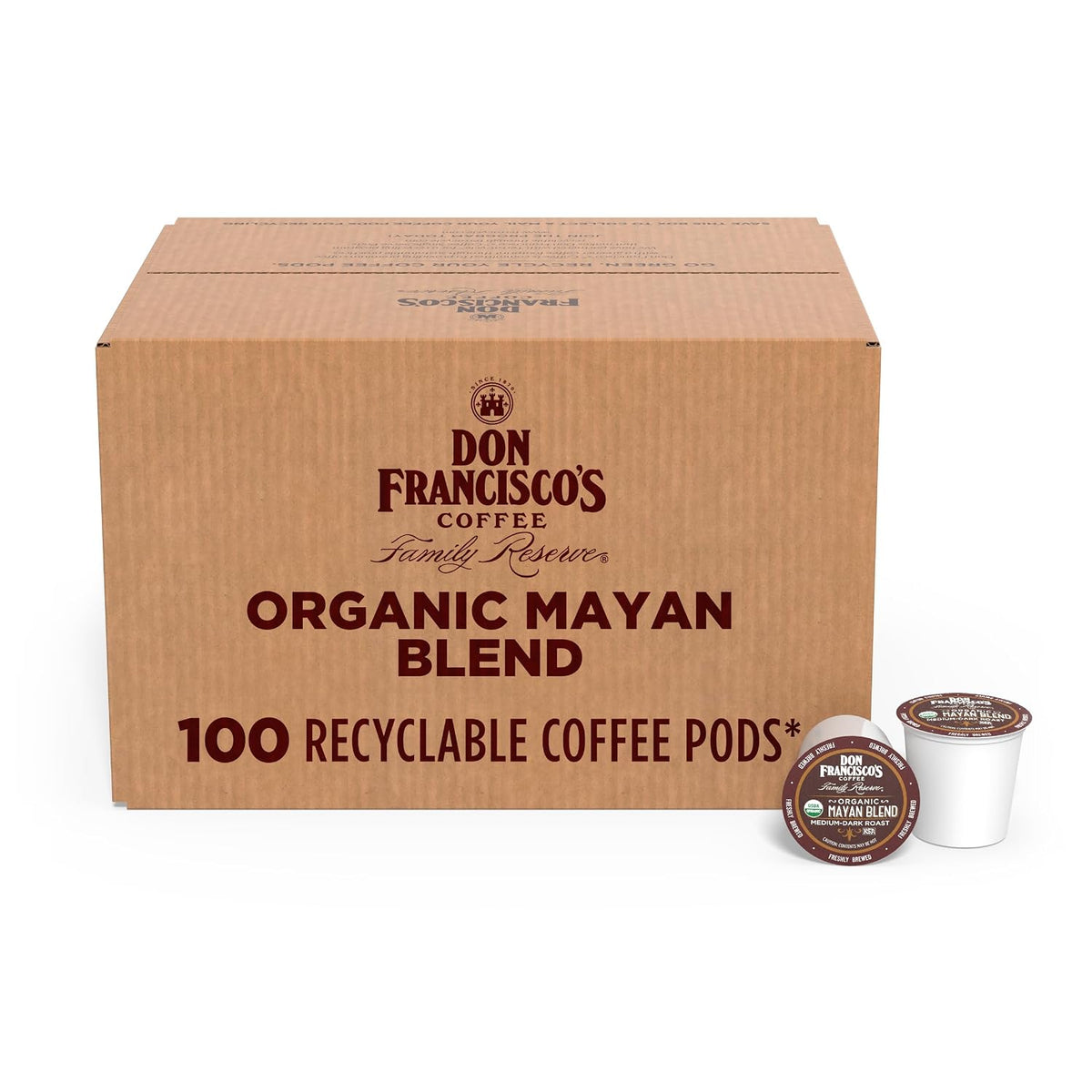 Don Francisco's Organic Mayan Coffee Pods, Med-Dark Roast, 100ct | Compatible with Keurig Coffee Pod Brewers, 100% Arabica Coffee, Convenient Single Serve Brewing, Fresh Brew in Every Cup