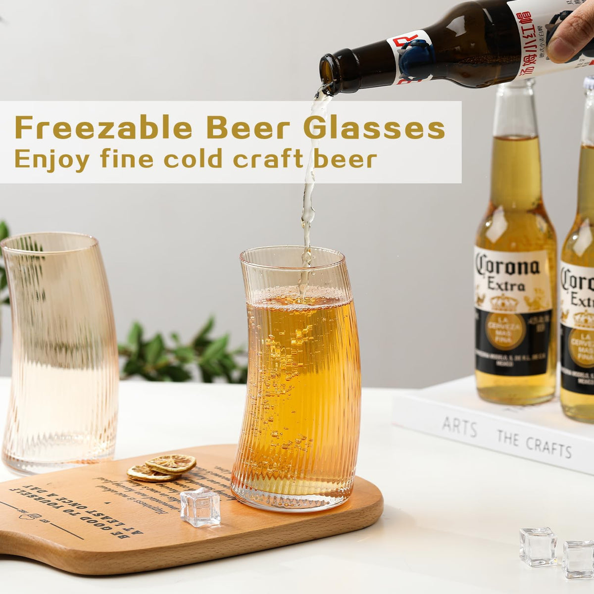 17.2oz Beer Glasses Set of 4, Large Beer Mugs for Freezer, Craft Pint Glasses, Unique Pub Hand Blown Drinking Glasses for IPA, Pilsner,Gifts for Christmas