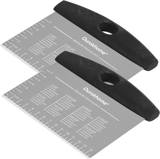 Ourokhome Dough Pastry Bench Cutter Scraper, Stainless Steel Pizza Cutter for Kitchen Baking, Dishwasher Safe, Anti-Wear