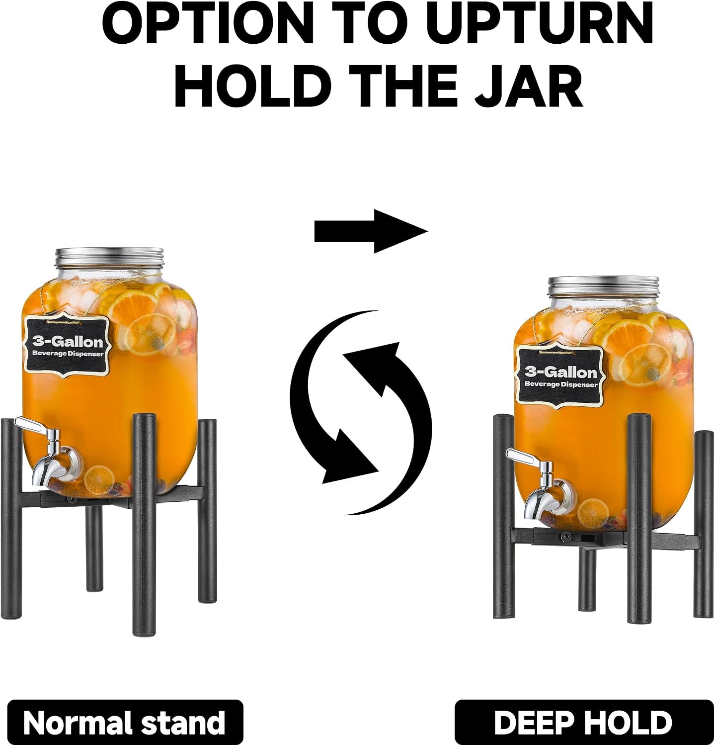 Adjustable Drink Dispenser Stand,Beverage Dispenser Stand only,Fit 1-3 Gallon Container,Water Jug Jar,Beverage Dispenser,Glass Water Jug,for Parties outdoors (For 6"-10" Despenser)