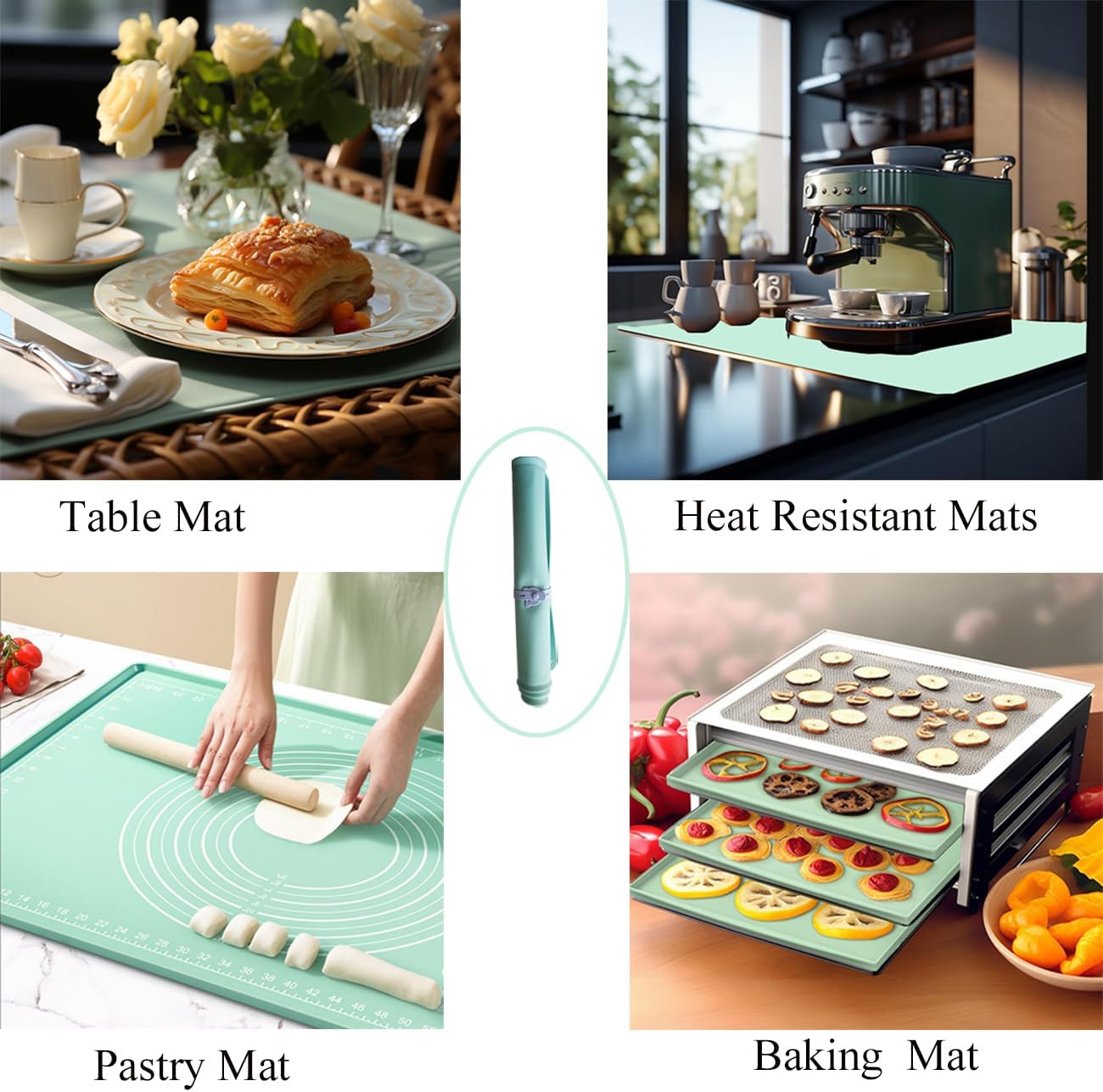 Silicone Pastry Mat 28"*20" Extra Thick Non Stick Baking Mat with Measurement Food Grade Silicone Rolling Dough Mat, Fondant, Pie Crust Mat