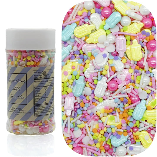 Dynastang Popsicle Sprinkles Mixed Style Edible Cake Decorations Cupcake Toppers Cookie Perfect for Cakes, Cupcakes,