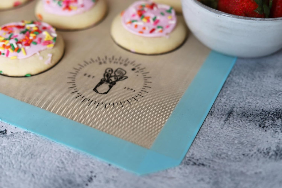 Macaron Baking Mat Silicone Non Stick, 3/4 Sheet Reusable Pack of 3 Blue | Non-Stick Macaron Mat for Easy Baking, Heat Resistant &amp; Dishwasher Safe, Reusable &amp; Eco-Friendly, For Cookies &amp; More, 13x19”