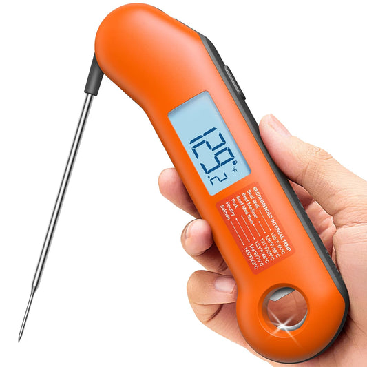 Professional Meat Thermometer Digital, Ultra-Fast 0.5 Sec Instant Read, NIST Certified ±0.5°F Accuracy, 100% Waterproof,