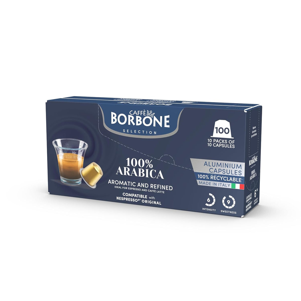 Caffè Borbone 100% Arabica Aluminum Capsules Compatible with Nespresso Original Machines