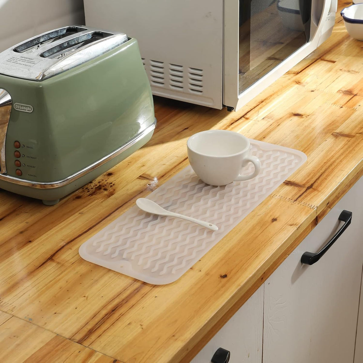 Silicone Dish Drying Mat for Multiple Usage,Easy clean,Eco-friendly,Heat-resistant Silicone Mat for Kitchen Counter,Sink,Bar,Bottle,or Cup Translucent M 17 inches x 6 inches