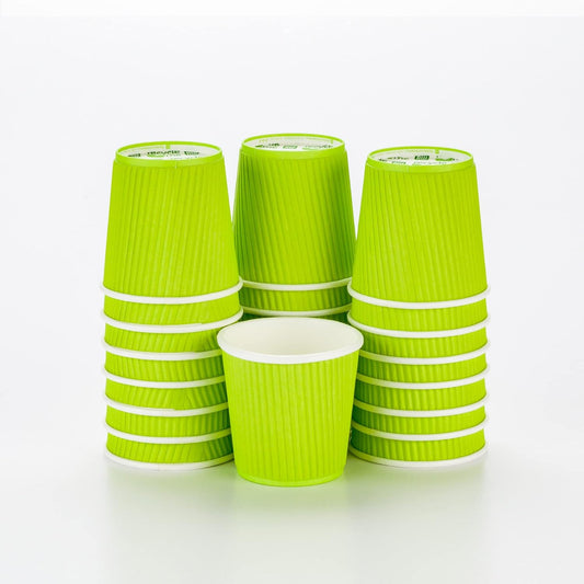 Restaurantware-4 Ounce Disposable Coffee Cups, 500 Ripple Wall Hot Cups For Coffee - Lids Sold Separately, Rolled Rim, Green