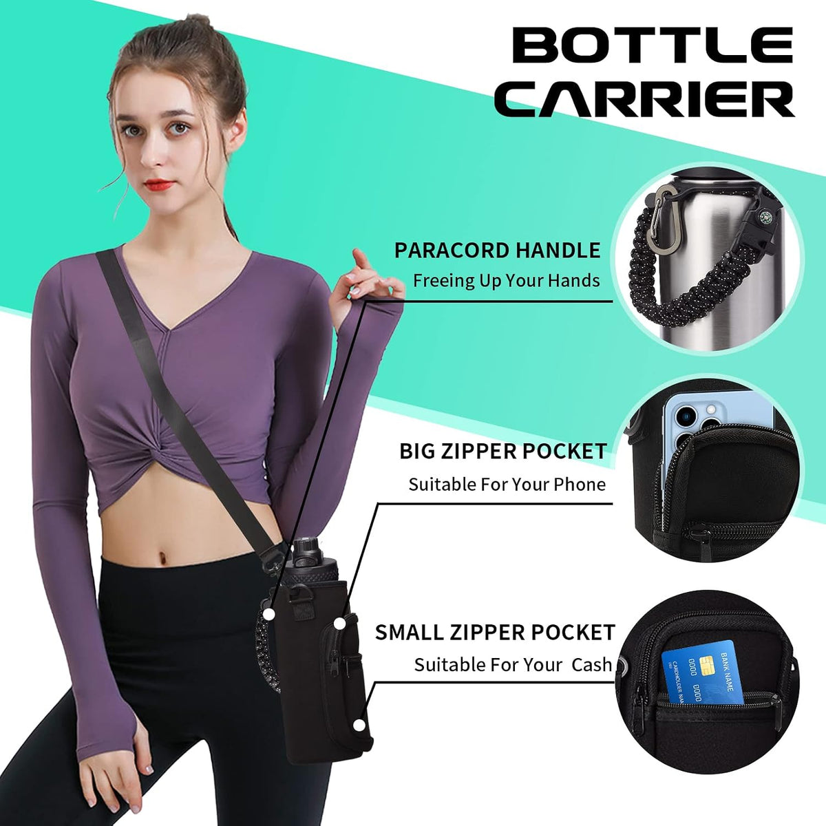 40oz Stainless Steel Water Bottle - Wide Mouth Vacuum Insulated Metal Water Bottle with Straw Lid &amp; Paracord Handle, Sweat-Proof Water Flask Thermo Metal Mug with Strap for Gym Camping Hiking
