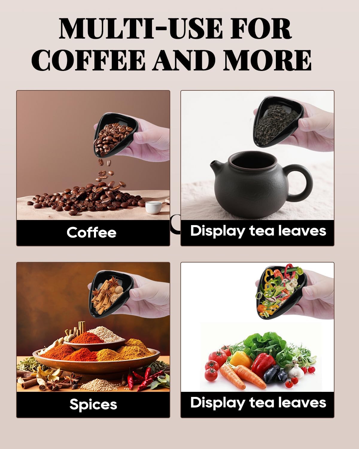 Ceramic Coffee Bean Dosing Cup | For Espresso Tray for Beans, Barista Tool for Home, kitchen - Black