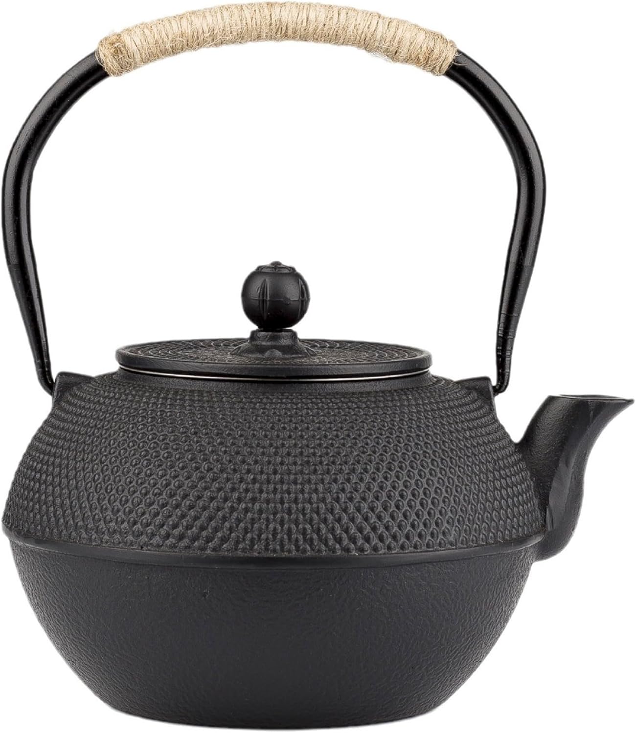 40oz Cast Iron Tea Kettle for Stovetop, Black Teapot with Infuser