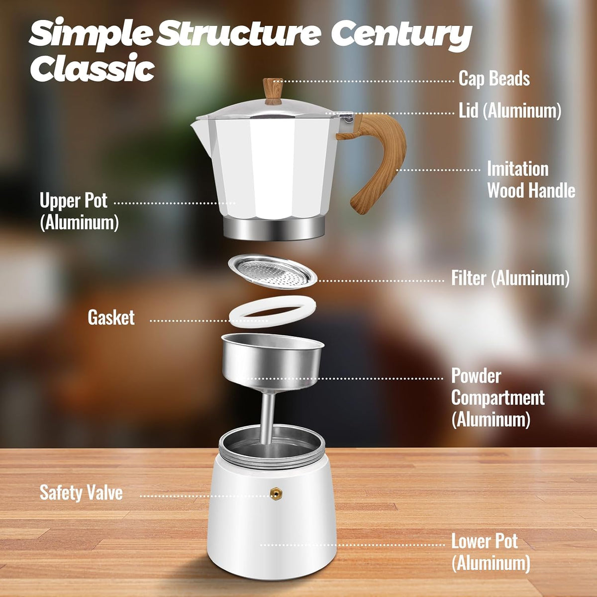 3 Cup Aluminum Moka Pot Classic Stovetop Espresso Coffee Maker