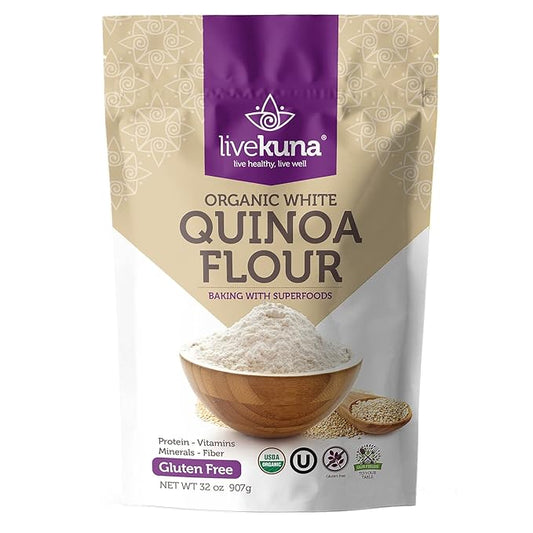 LiveKuna Organic Quinoa Flour - Gluten Free All Purpose Flour & Wheat Flour Alternative For Baking & Cooking Recipes - Vegan