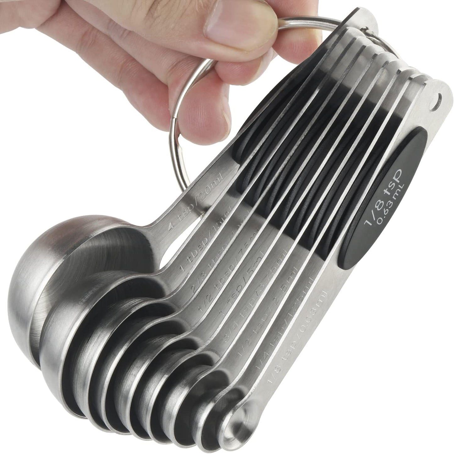 Magnetic Measuring Spoons Set of 9 Stainless Steel Measuring Spoons | Heavy Duty Nesting Teaspoons Tablespoons for Measuring Dry and Liquid Ingredients