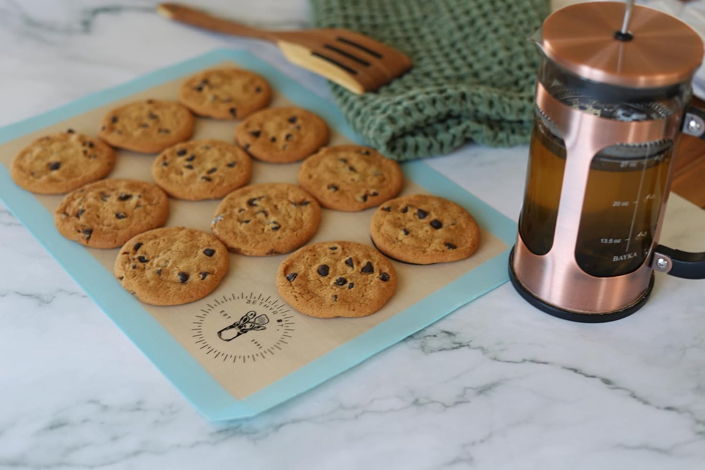 Macaron Baking Mat Silicone Non Stick, Half Sheet Reusable Pack of 4 Blue | Non-Stick Macaron Mat for Easy Baking, Heat Resistant &amp; Dishwasher Safe, Reusable &amp; Eco-Friendly, For Cookies &amp; More (11x16”)