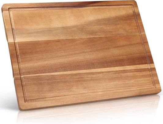 17" Best Solid Acacia Wood Cutting Boards for Kitchen Meat Large Wooden Charcuterie Board Food Non Toxic Hardwood Chopping