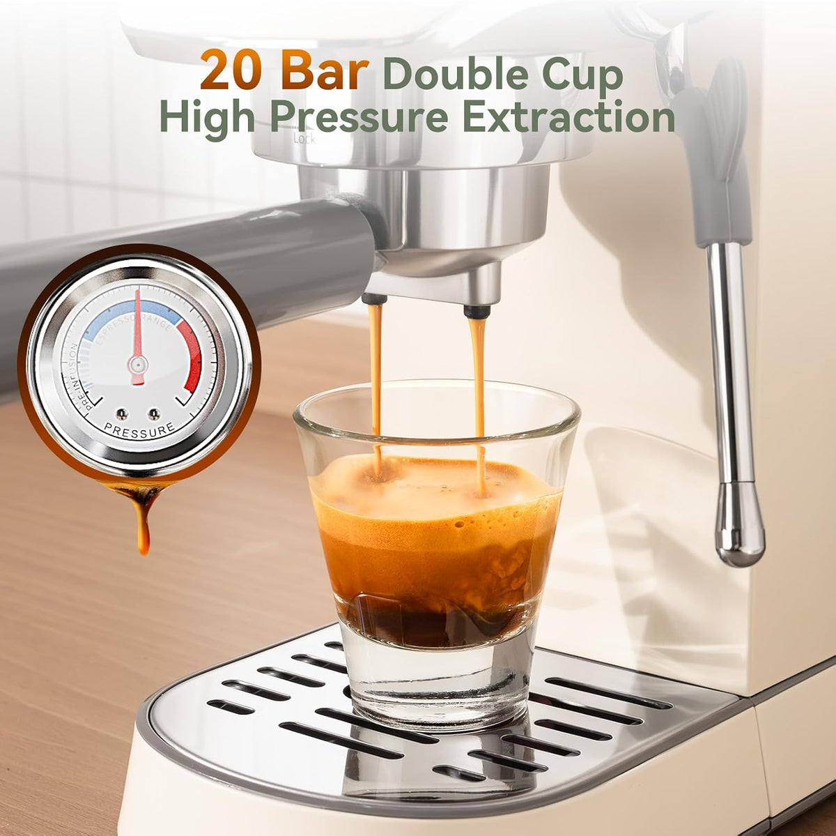 Gevi 20 Bar Espresso Machine with Conical Burr Anti-Static Coffee Grinder