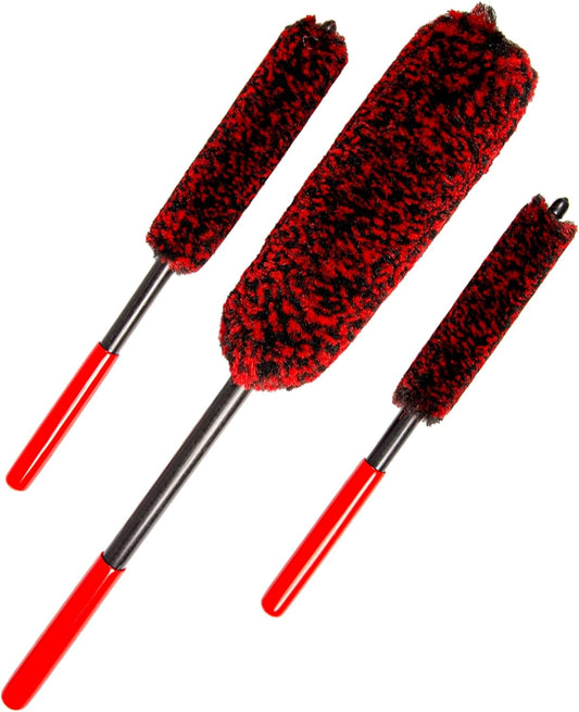 Soft Brsuh Wheel Brushes Set (3 Pack) - 3 Szie Synthetic Soft brsuhie Brush, 1x Car Detail Brush, Wheel Soft brsuhies