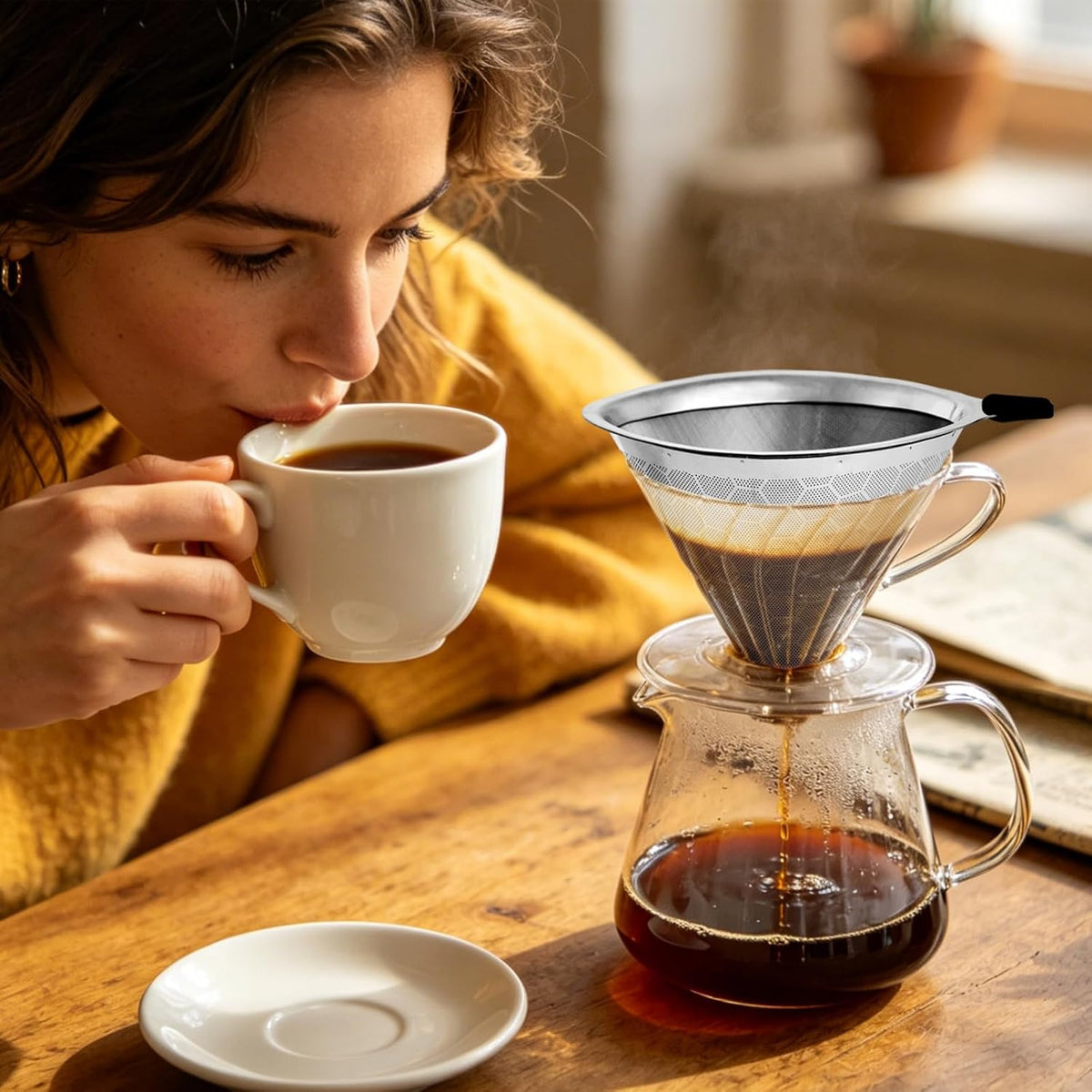 Pour Over Coffee Filter for Chemex 6/8/10 Cups &amp; Hario V60 02 03