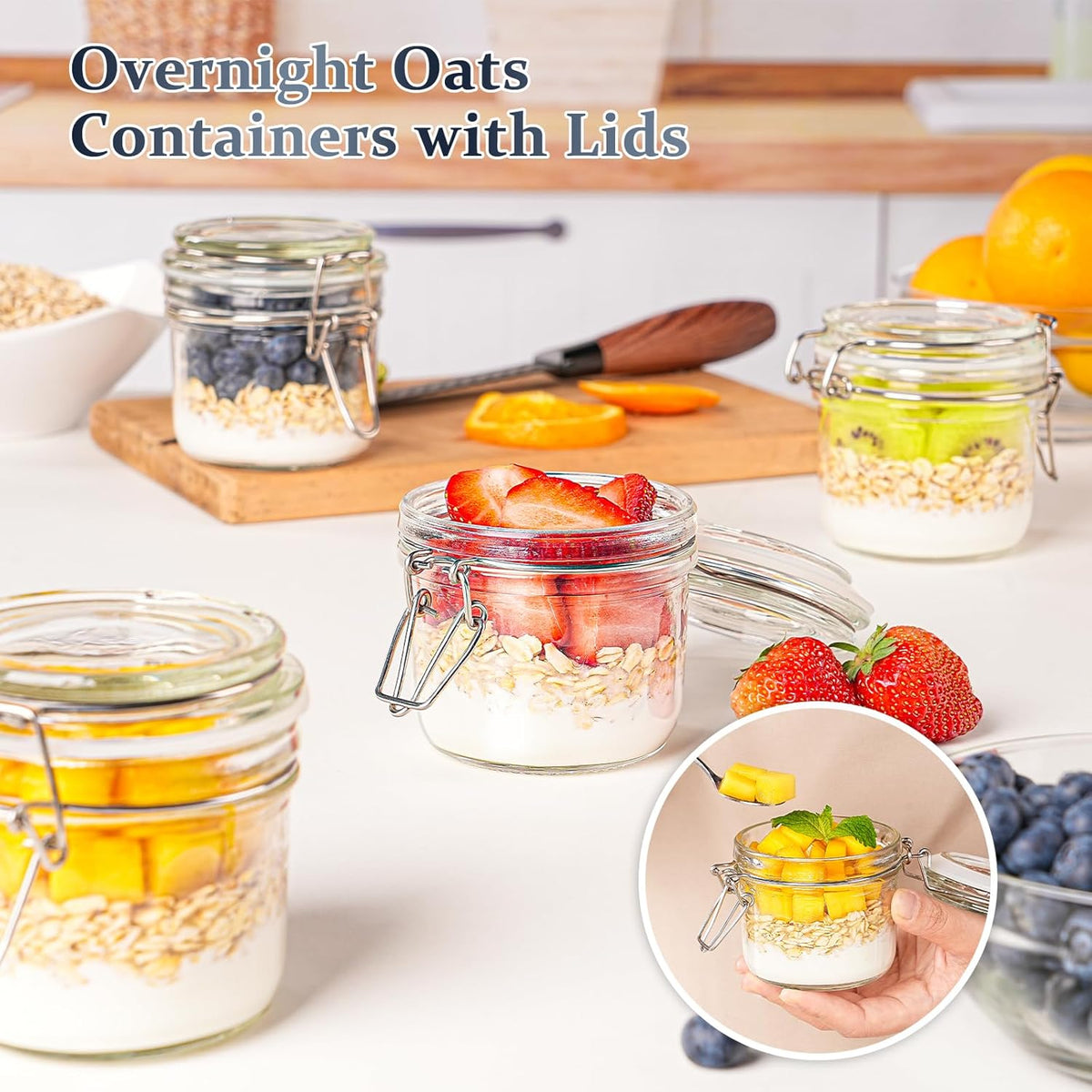 7 oz Glass Jars with Airtight Lid, 12Pk Small Mason Jars for Storage &amp; Gift