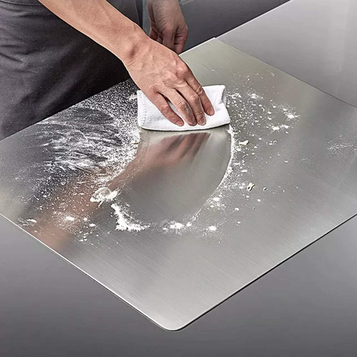 KORVOS Stainless Steel Cutting Board, Food Grade 304 Stainless Steel Cutting Boards with Lip, Metal Prep Board for Meat Fruits &amp; Baking, 15.7" x 19.7"