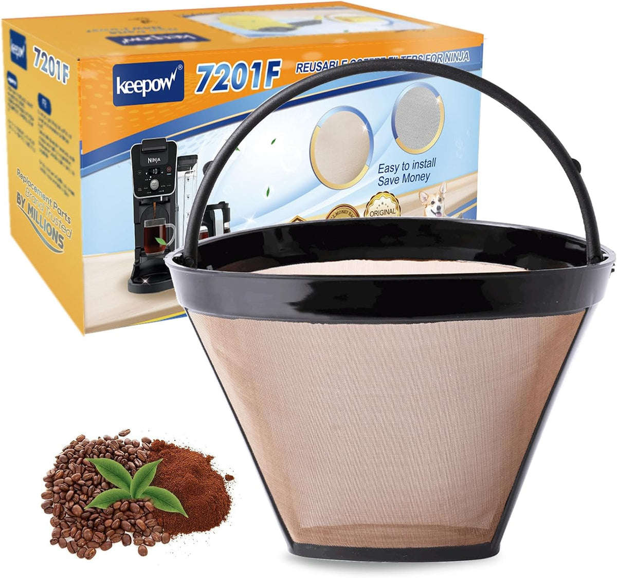 KEEPOW Reusable Coffee Filter Replacement 8-12 Cup