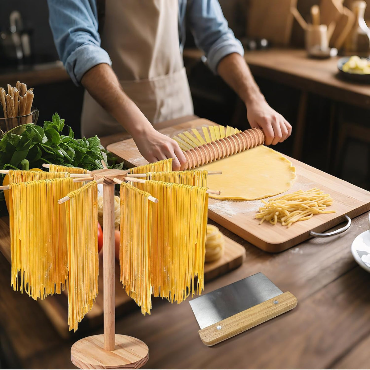 9 PCS Pasta Making Tools Set with Pasta Drying Rack