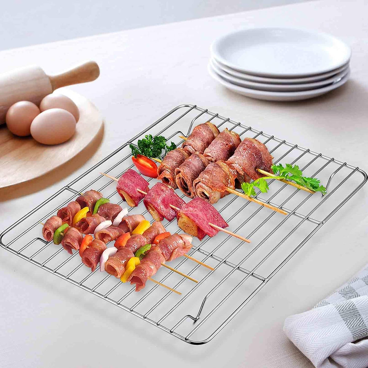 TeamFar Toaster Oven Tray and Rack Set, 9.3" x 7" x 1" Toaster Oven Pan | Stainless Steel Toaster Oven Pan Broiler Pan with Wire Rack for Cooking, Non Toxic &amp; Healthy, Easy Clean &amp; Dishwasher Safe