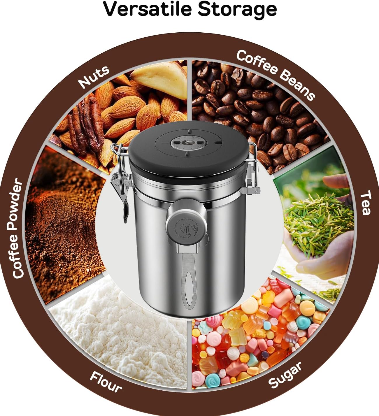 Coffee Gator Coffee Canister, 16oz Airtight Stainless Steel Container | w/ Date Tracker, Scoop, Kitchen Food Storage Jars for Beans , Ground, Rice, Tea, Sugar, Cookie, Bar Accessories, Silver