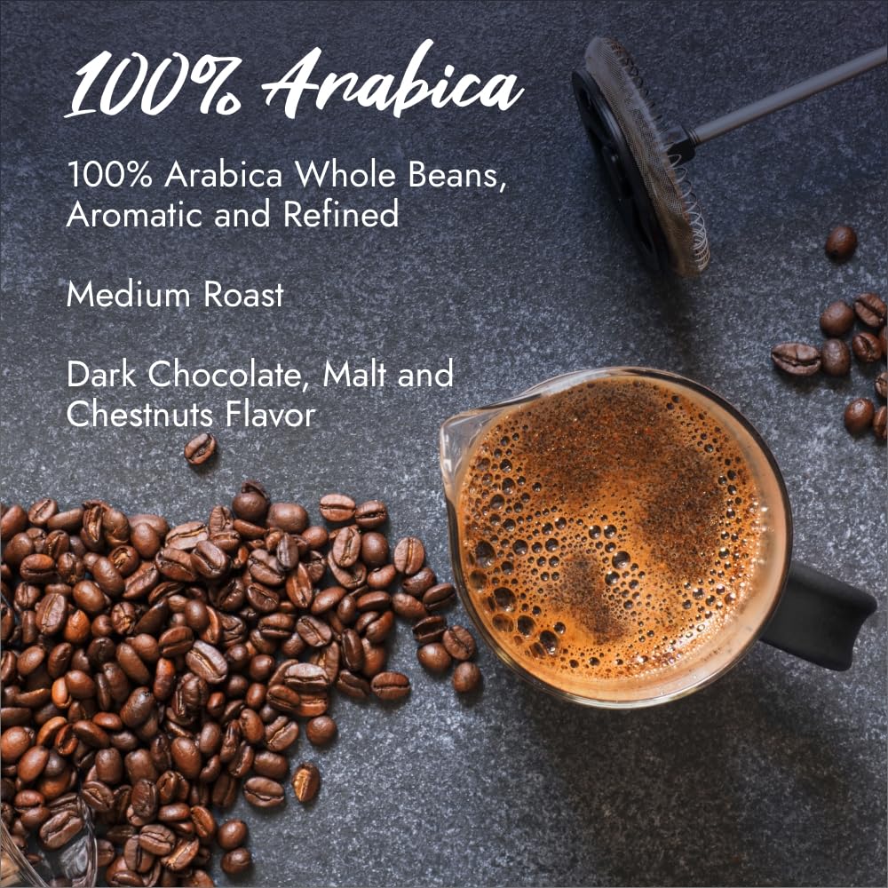 Caffè Borbone 100% Arabica Whole Bean Coffee, Arabica Coffee Beans, Medium Roast, 2.2 lb Bag (Pack of 6)