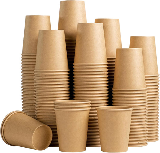 Lamosi 200 Pack 8 OZ Kraft Paper Cups, Brown Disposable Paper Coffee Cups, Unbleached Paper Cups for Hot/Cold Beverage Party