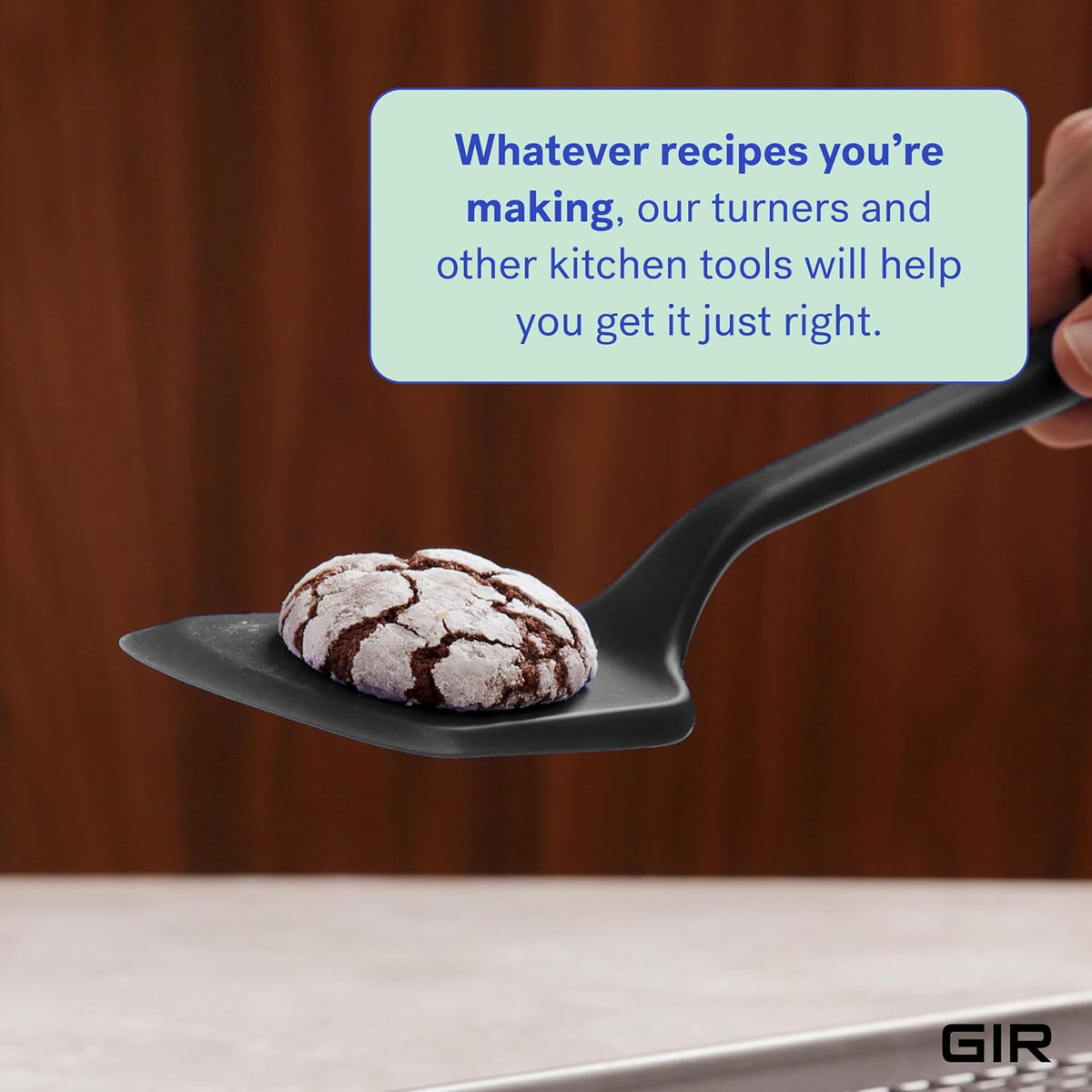 GIR Get It Right Silicone Spatula Turner - Heat-Resistant up to 425°F - Nonstick Pancake Flipper, Egg & Kitchen Tool - Mini 11 Inch - Black Silicone Spatula for Cooking