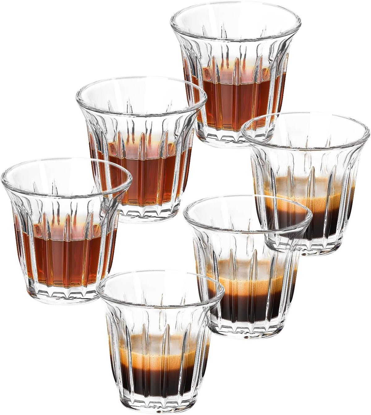 MHW-3BOMBER Shot Glasses Set of 6 Small Glass Cups 3OZ Latte Glasses for Espresso, Whiskey, Vodka, Spirits & Liquors G6190-0S