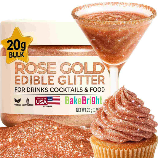 Bulk (20g) Rose Gold Edible Glitter for Drinks Edible Glitter for Cakes, Drink Glitter Brew Glitter Rose Gold Edible Glitter