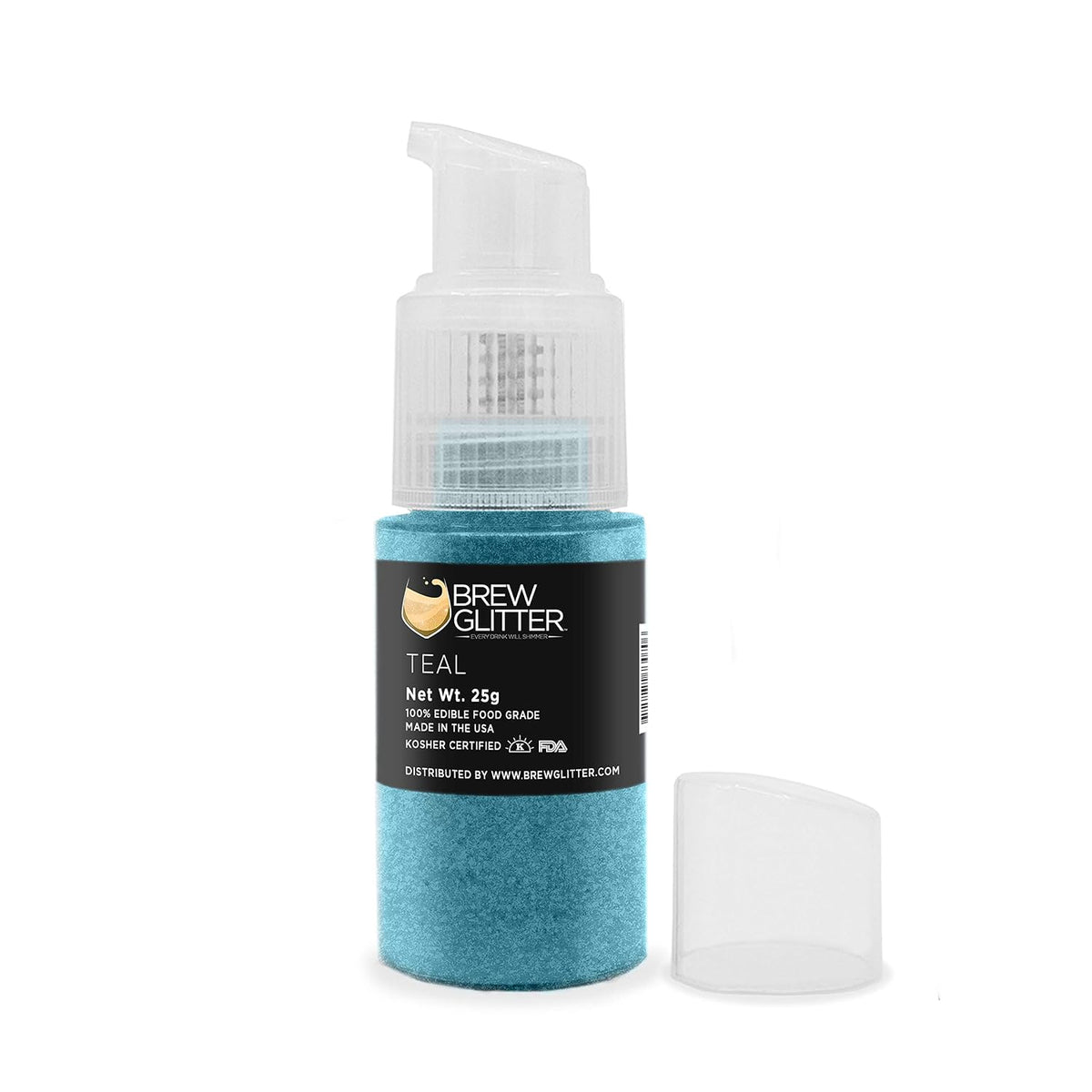 Brew Glitter Edible Drink Glitter Pump 1x 25g for Cocktails, Beer, &amp; Beverages (Teal)